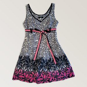 DOLCEZZA Feminine Floral Dress, Boho Cotton Designer Sundress, Size S